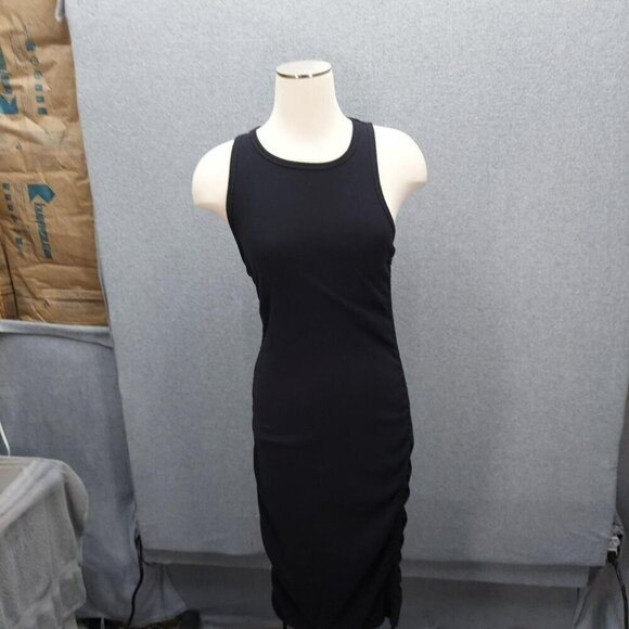 Sleeveless Black Bodycon Midi Dress With Side Ruched Detail By Forever 21 - Picture 1 of 4